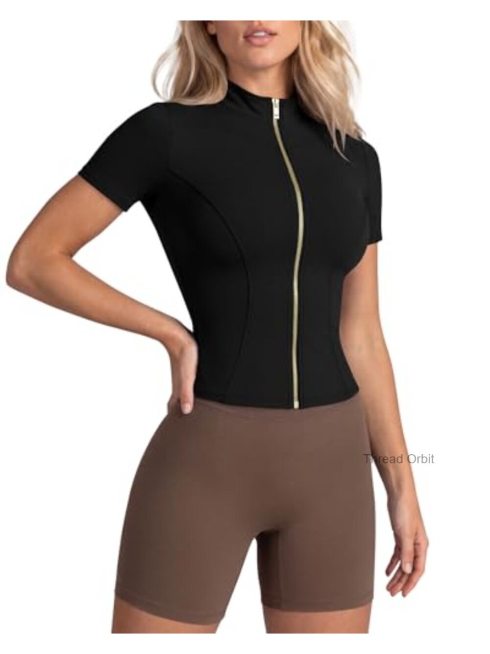 Women's Cropped Quick Dry Running Track Athletic Jacket Full Zip Short Sleeve